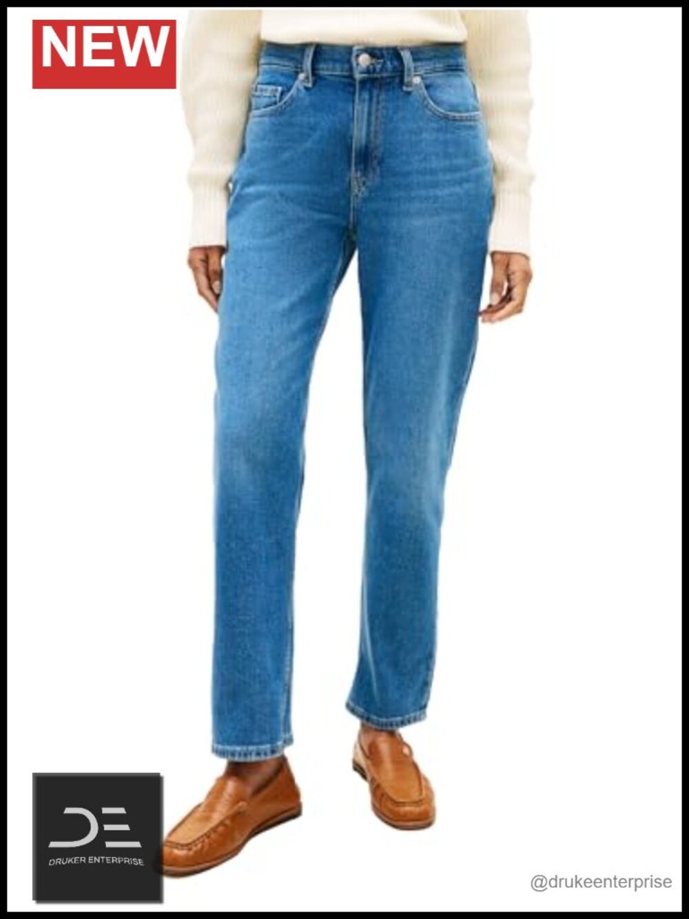 Mid Rise Classic Straight Jeans with Stretch